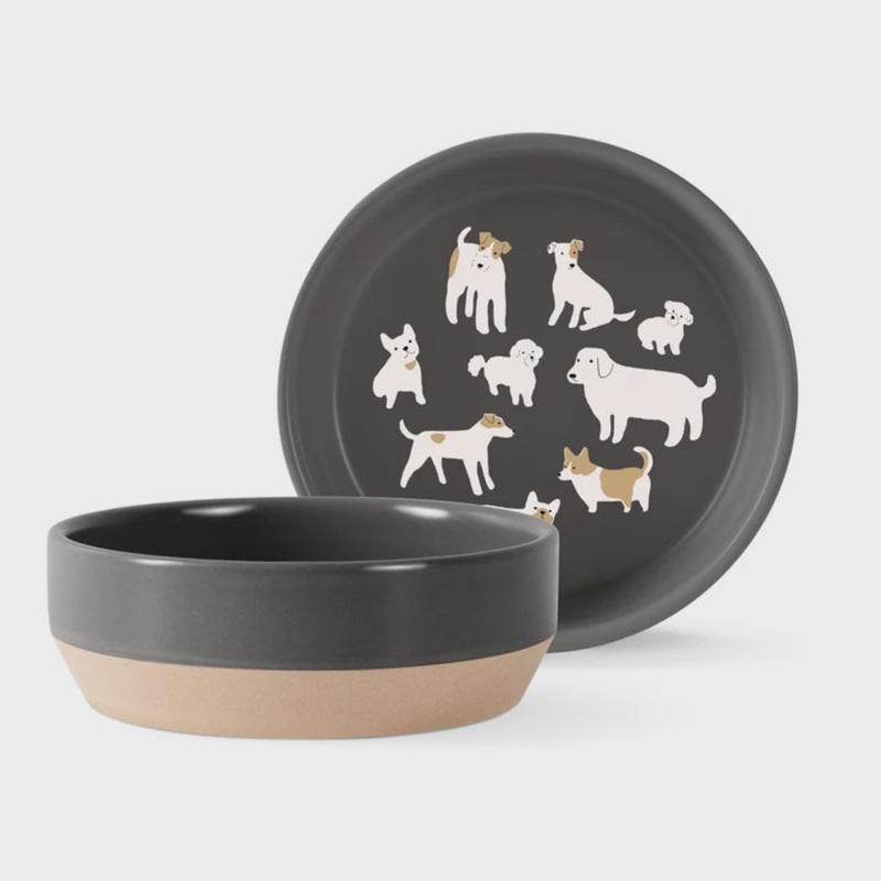 Fringe Doggos Stoneware Beveled Bowl Med