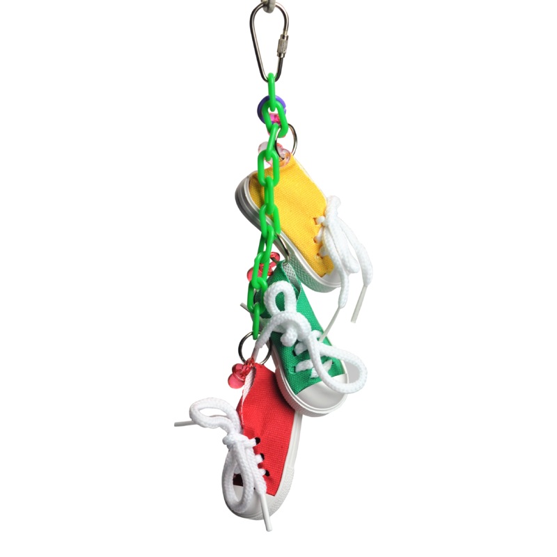 A&E Cage Company Happy Beaks Sneakers on a Line Bird Toy
