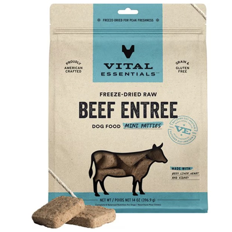 Beef Mini Patties Freeze-Dried Grain-Free Dog Food 14oz