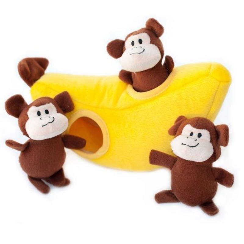 ZippyPaws Zippy Burrow Monkey ‘n Banana Hide and Seek Puzzle Dog Toy