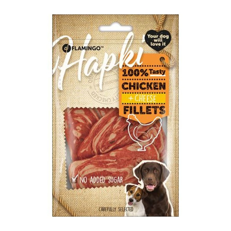 Flamingo Hapki Slices with Chicken & Cheese Dog Treats 85g – 85g