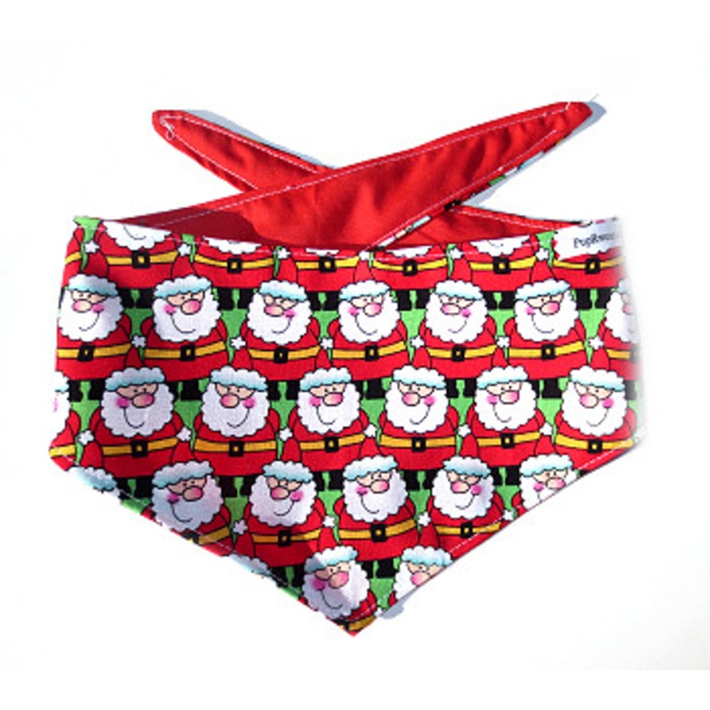 Christmas Dog Bandana – Rows of Santas X-Small