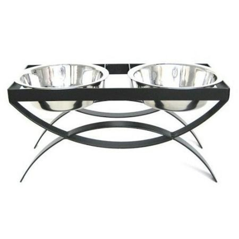 SeeSaw Double Elevated Dog Bowl – Small/Black