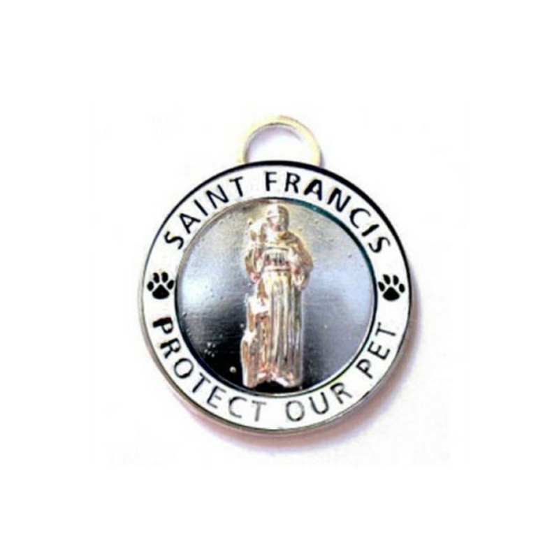 White St. Francis Medallion Pet Dog Dog ID Tag Small