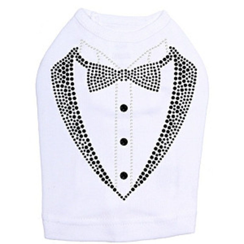 Tux Rhinestone Tank – White – Size Large Large