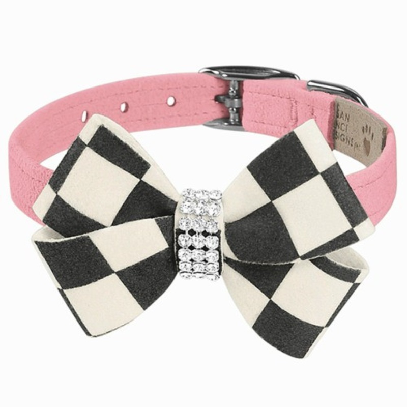 Windsor Check Nouveau Bow Dog Collars by Susan Lanci Non Returnable – Ships in 12 -17 Business days