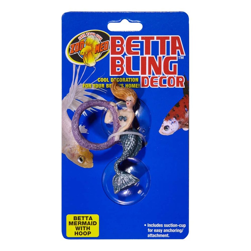 Zoo Med Betta Bling Mermaid Aquarium Ornament with Hoop Multi-Color