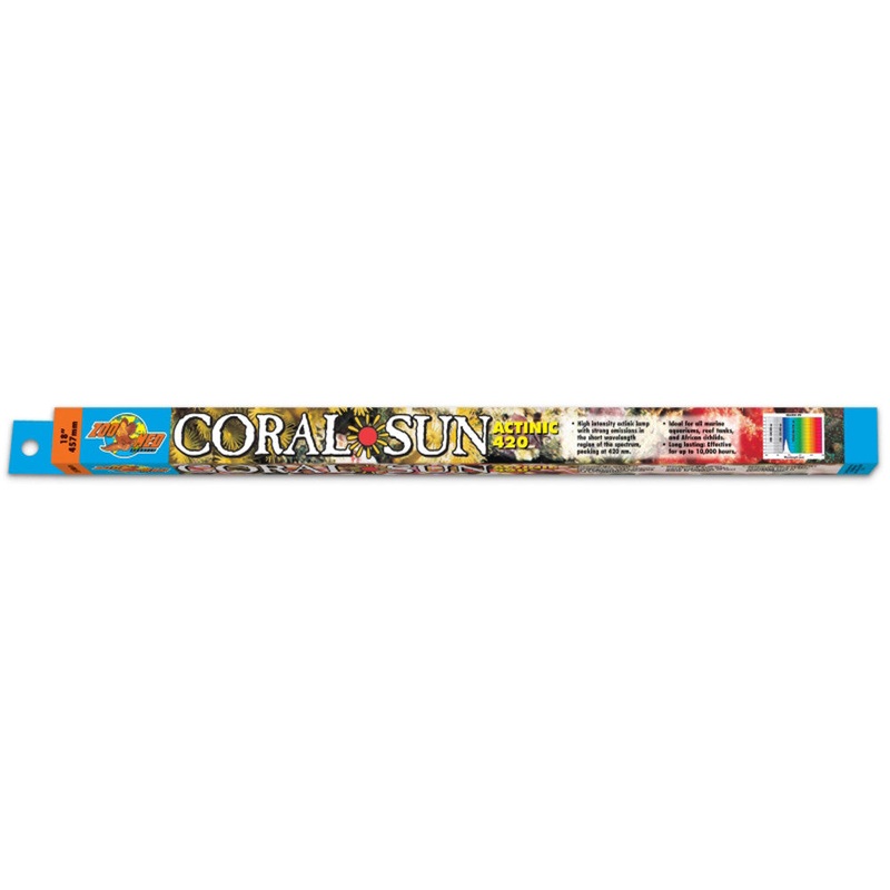 Zoo Med Coral Sun Actinic 420 T8 Lamp Blue 18 in