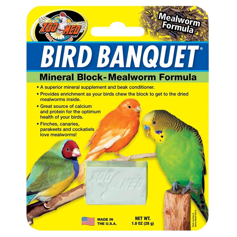 Zoo Med Bird Banquet Mealworm Formula Mineral Block Green 1oz SM