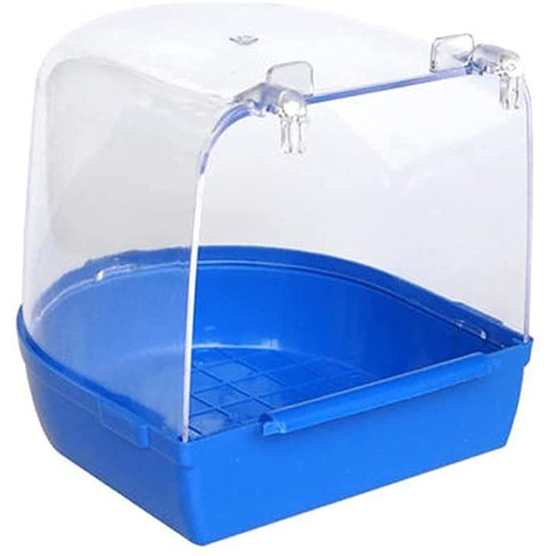 1 pc Bird Bath tub Shower Box Bowl with Hook cage Accessories for Small Birds Parrots Crested myna Transparent Hanging Bath with Bird Bird Bath Tool Durable Processing