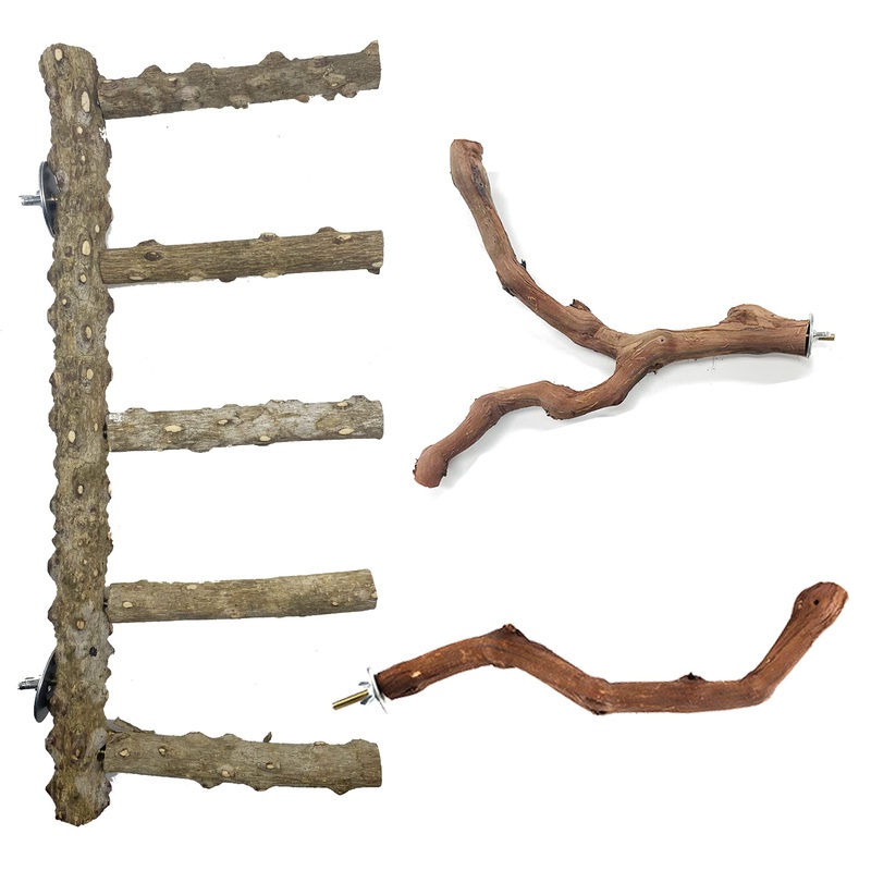 Allazone 3 pieces of nature Beckstagen for birds birds toy wooden ladder bird pole made of wood bird cage Accessories for parrots canaries 5