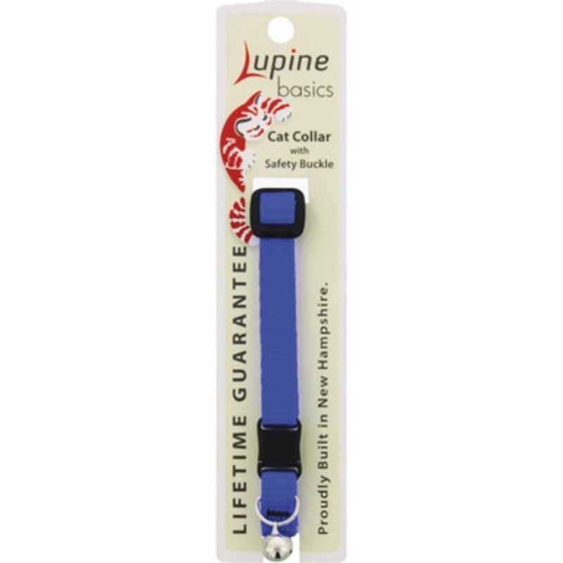 Lupine 1-2 In. Traditional Solid Blue Breakaway Cat Collar with Bell 17527 729273