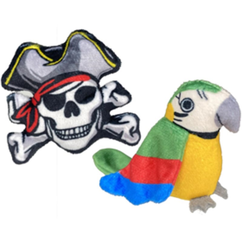 Multipet Margaritaville Pirate Skull & Parrot Cat Toy 2pk