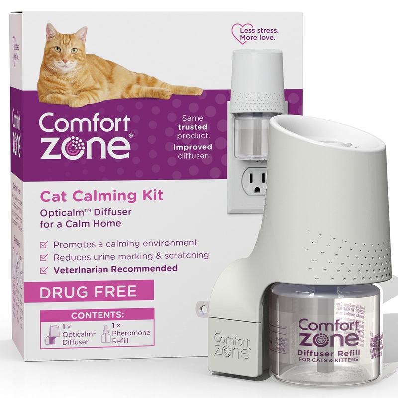 1 Diffuser Plus 1 Refill | Comfort Zone Cat Calming Diffuser Kit (Starter Pack) for a Calm Home | Veterinarian Recommended | Reduce Spraying, Scratching, & Other Problematic Behaviors