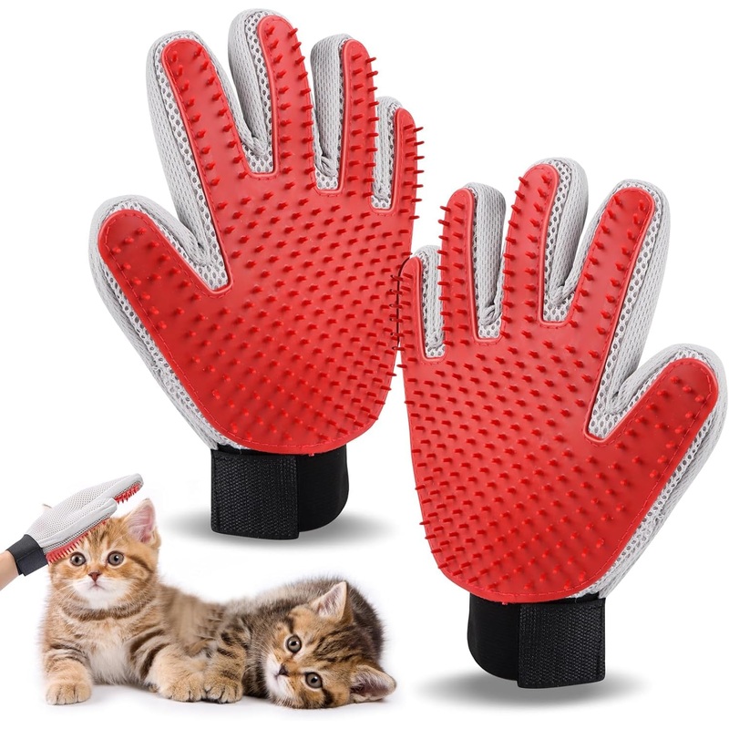 1 pair of cat gloves cat gloves double -sided cat brush gloves fur glove for cats pet gloves for short hair and long hair