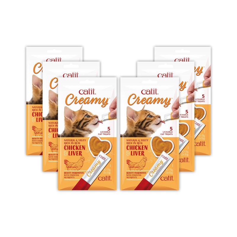 Catit Creamy Lickable Cat Treat, Healthy Cat Treat, Chicken & Liver, 30 Pack Chicken & Liver 30 Pack