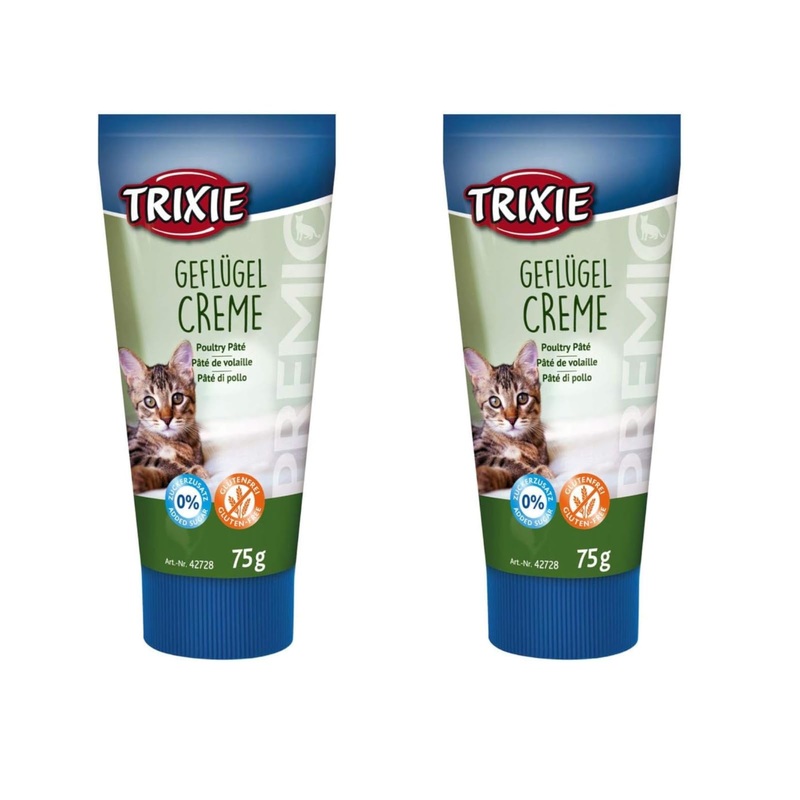 Trixie Premio Poultry Cream for Cats |Double pack |2 x 75 g |Supplementary feed for cats |Can help to make it easier to give medication |With poultry