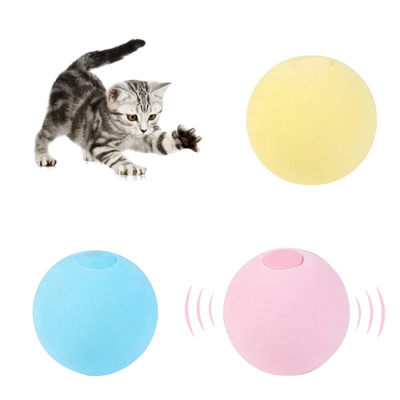 3 Pack Cat Ball Toys Interactive Cat Toys Balls Kitten Chirping Balls Fun Catnip Toys 3 Lifelike Animal Chirping Sounds Automatic Sound Kitten Toys for Indoor Cat Dog Kitty Kitten Puppy Exercise Colour-2
