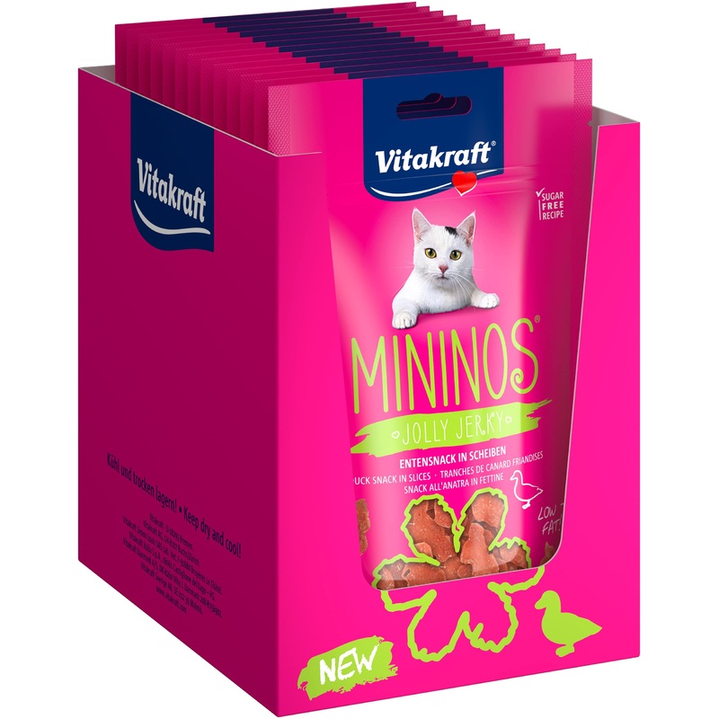 Vita power Mininos Jolly Jolly ducknack in slices cat snack for reward and pampering without added sugar low fat content (13x 40g)