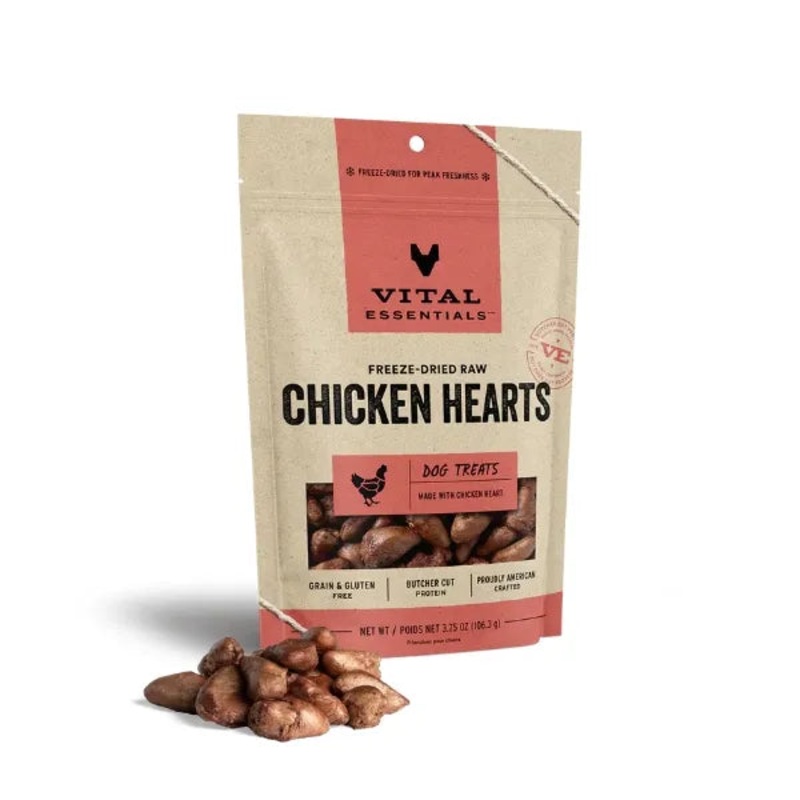 Vital Essentials Freeze-Dried Raw Dog Treats – Chicken Hearts