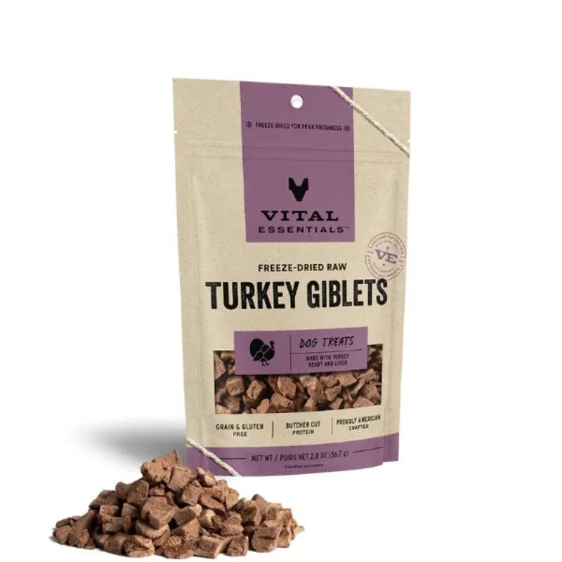 Vital Essentials Freeze-Dried Raw Dog Treats – Turkey Giblets
