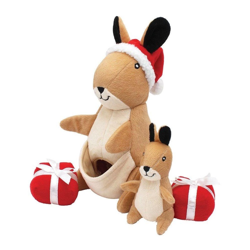 ZIPPY PAWS Holiday Zippy Burrow Festive Kangaroo Pouch Dog Squeaking Toys