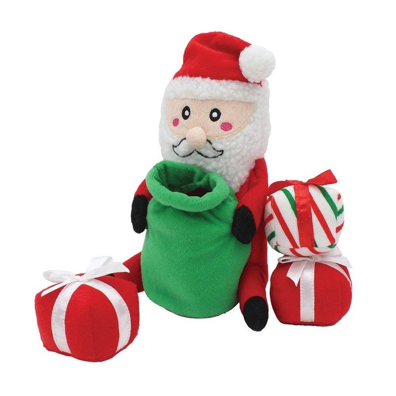 ZIPPY PAWS Holiday Zippy Burrow Santa Sack Dog Squeaking Toys