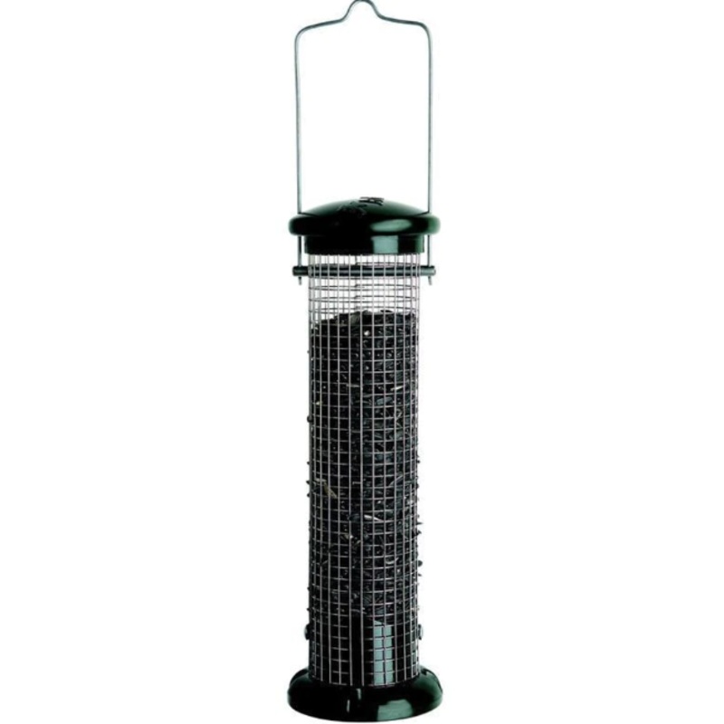 Peanut & Black Oil Sunflower Screen Tube Seed Feeder, Black & Green, 1lb capacity