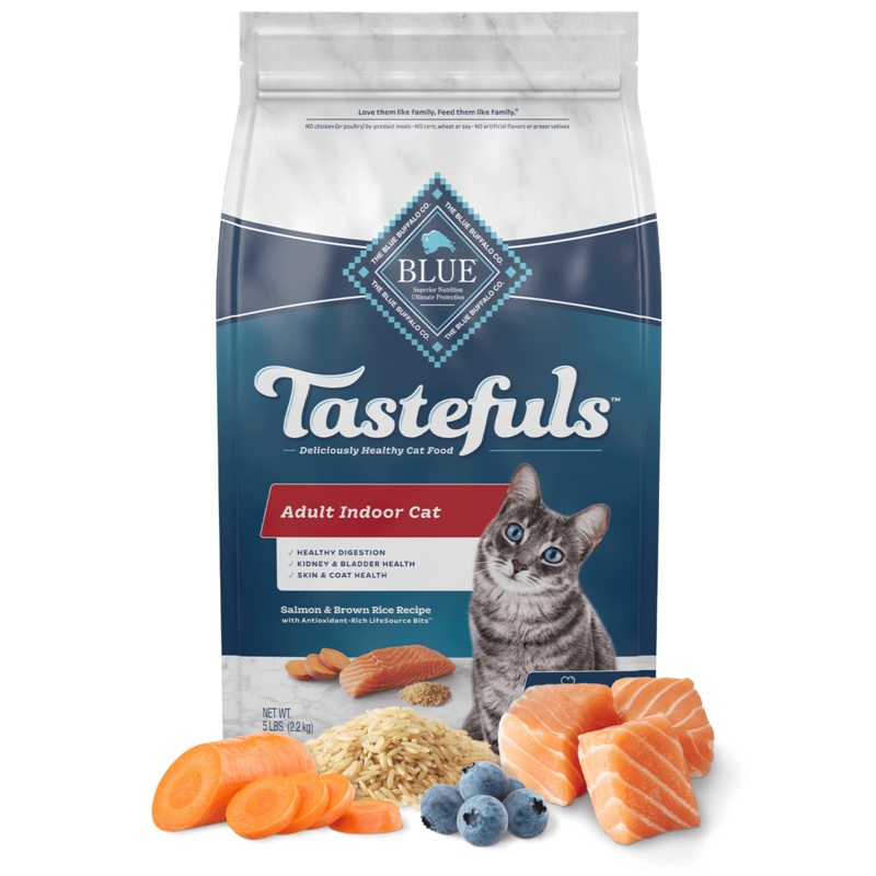 Blue Buffalo BLUE Tastefuls Indoor Health Salmon and Brown Rice Recipe Dry Cat Food, 7lb