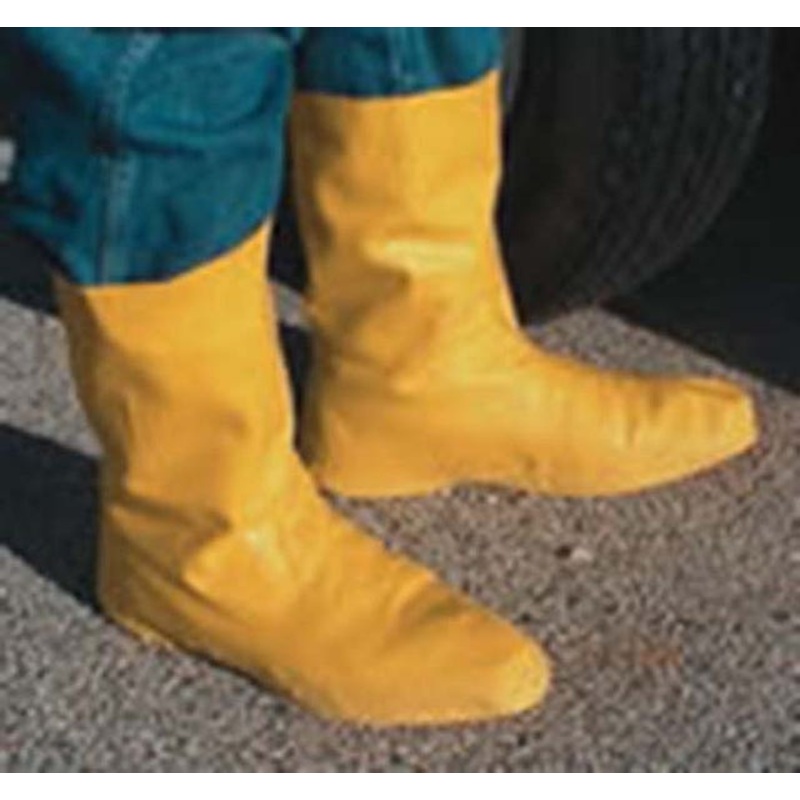 Yellow 12” Latex Hazmat Overboots with Ribbed & Textured Outsole