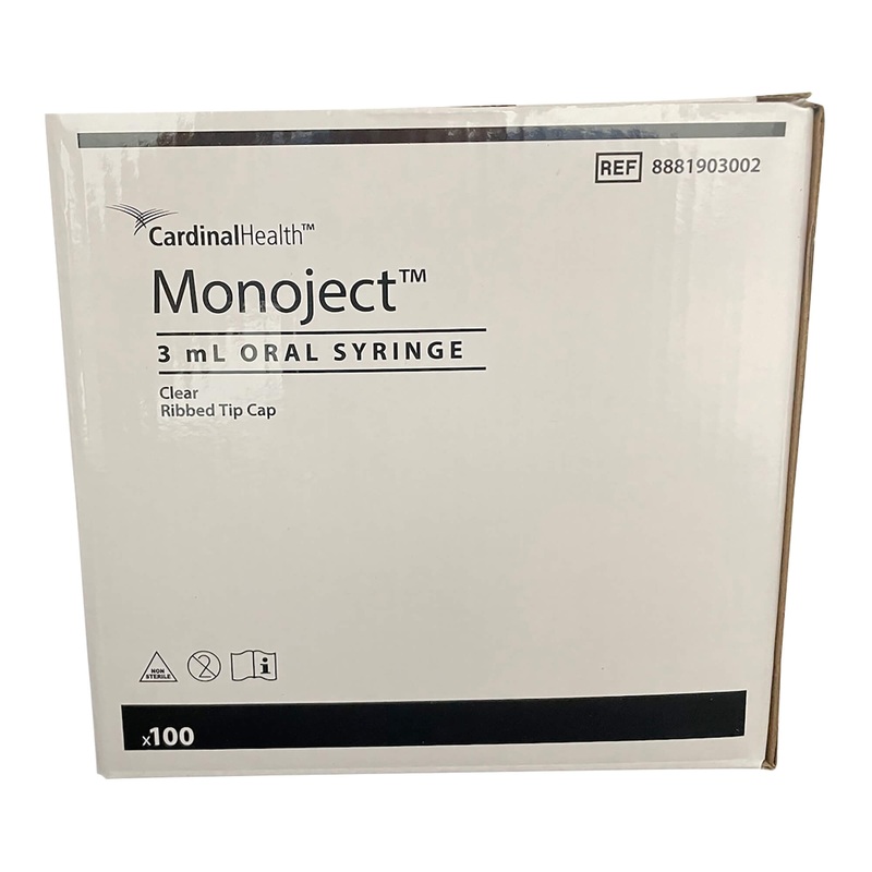 Monoject Oral Dispensing Syringe – Clear with Tip Cap, 100 ct