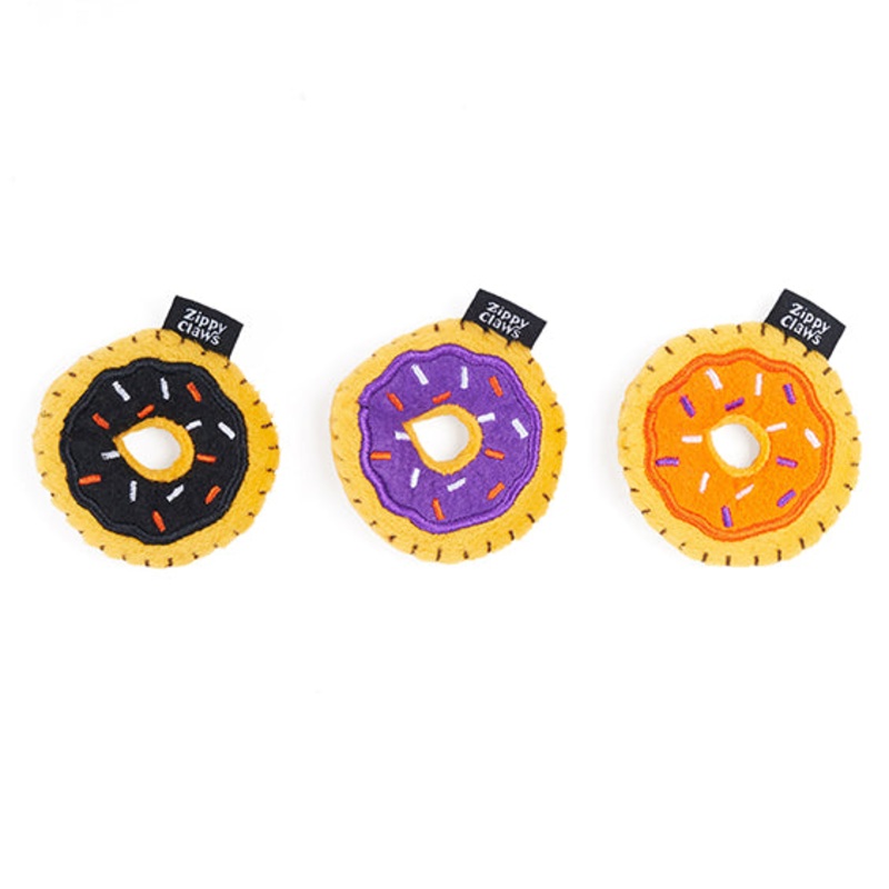 ZippyClaws Halloween Mini Donutz Cat Toy 3pk