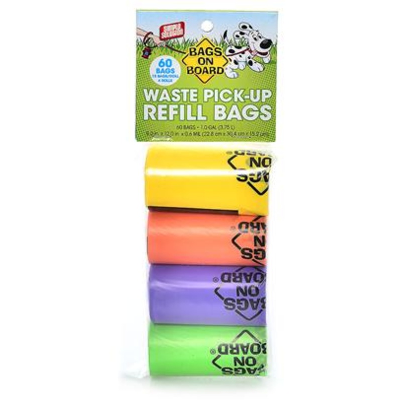 Bags on Board Dog Waste Bag Refills 60ct Rainbow