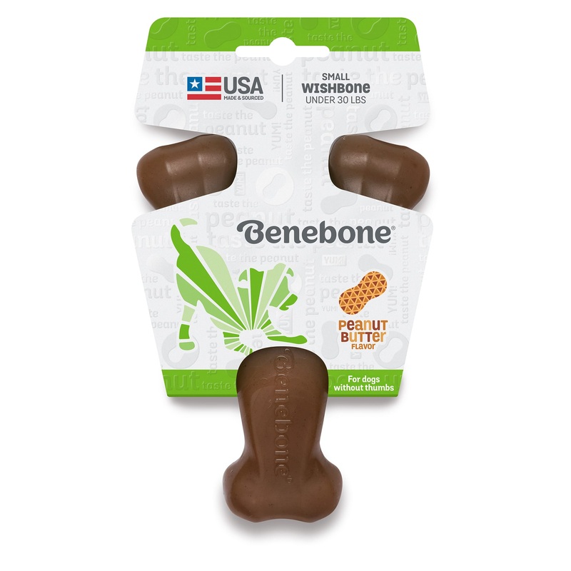 Benebone Real Peanut Durable Wishbone Dog Chew Toy Small