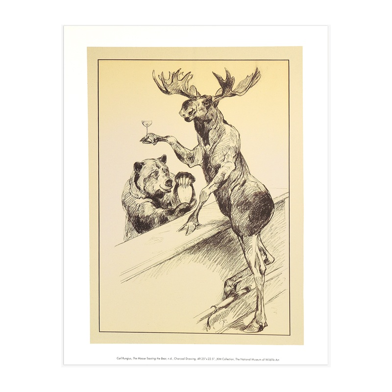 ‘Moose Toasting Bear’ Carl Rungius Print