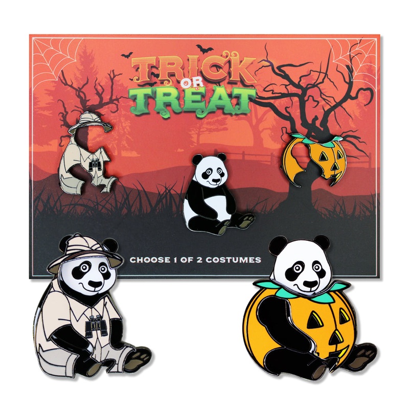 Trick-or-Treat Panda Magnetic Costume Pin Set