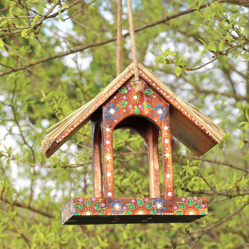 Artisan Rectangle Thatched Hanging Bird Table