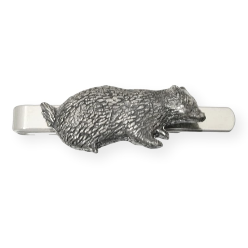 Badger Tie Slide Pewter Motif With Stainless Steel Slide
