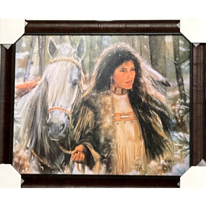Maija Moon Shadow Indian Maiden with Horse Print-Framed 28.5 x 23.5