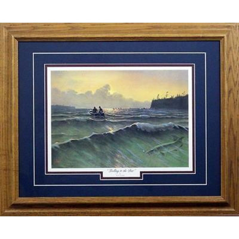 Trolling to the Bar Fishing Print By Les Kouba Framed 21″ x17″
