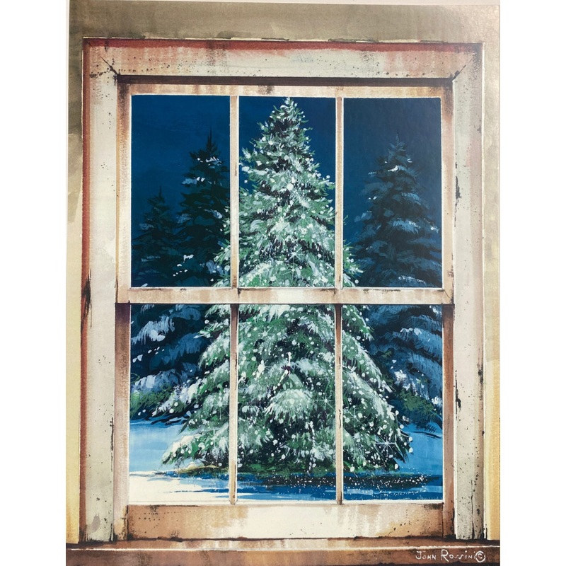 John Rossini Holiday Window Christmas Tree Art Print 12 x 16