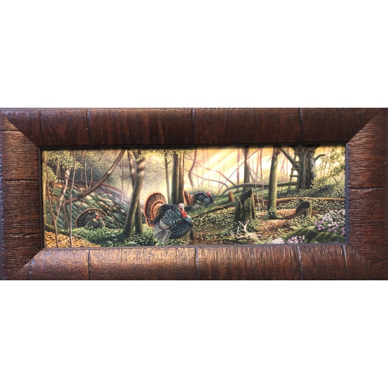 “Trophy Country” Wild Turkey Art Print By Mike Flentje Framed 17 ” x 8